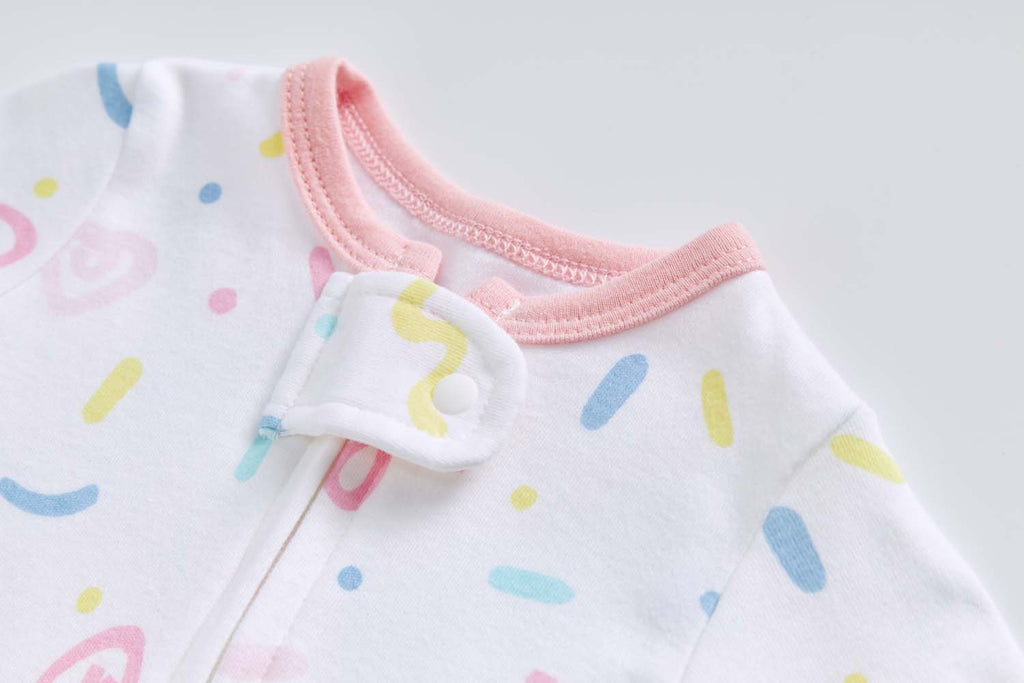 Baby Cotton Sleepsuit Colorful Sprinkles Two Way Zipper All In One Jumpsuit Feet Cover - Little Kooma