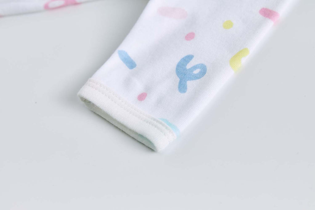 Baby Cotton Sleepsuit Colorful Sprinkles Two Way Zipper All In One Jumpsuit Feet Cover - Little Kooma