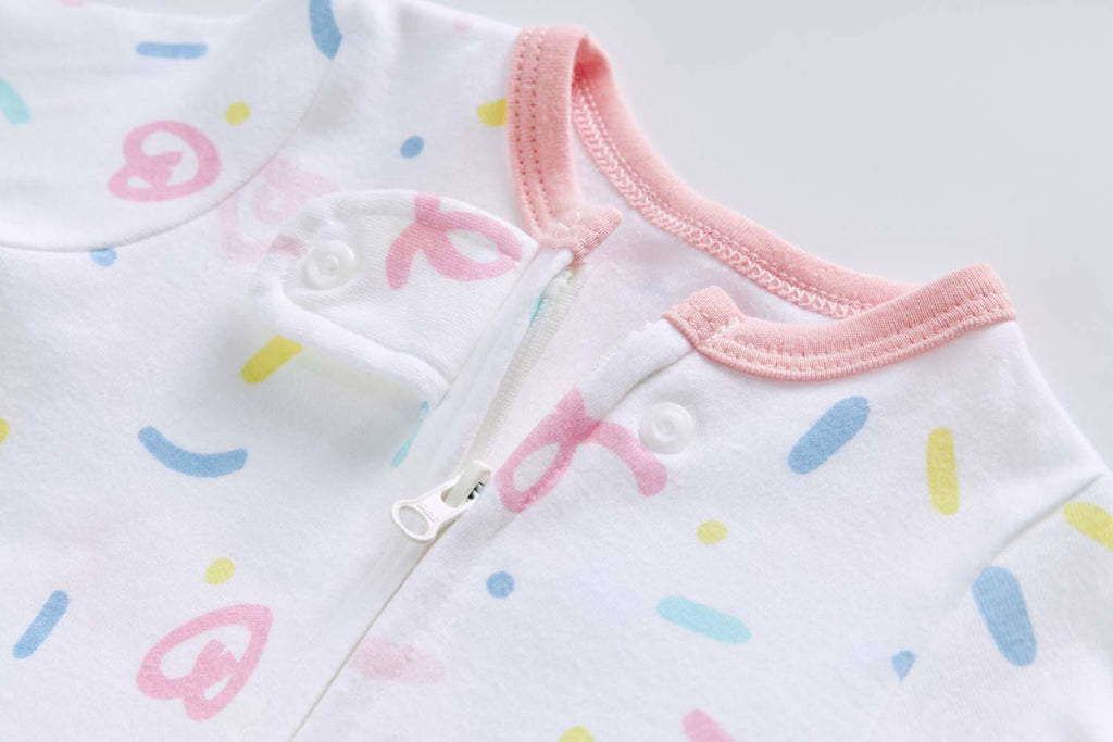 Baby Cotton Sleepsuit Colorful Sprinkles Two Way Zipper All In One Jumpsuit Feet Cover - Little Kooma