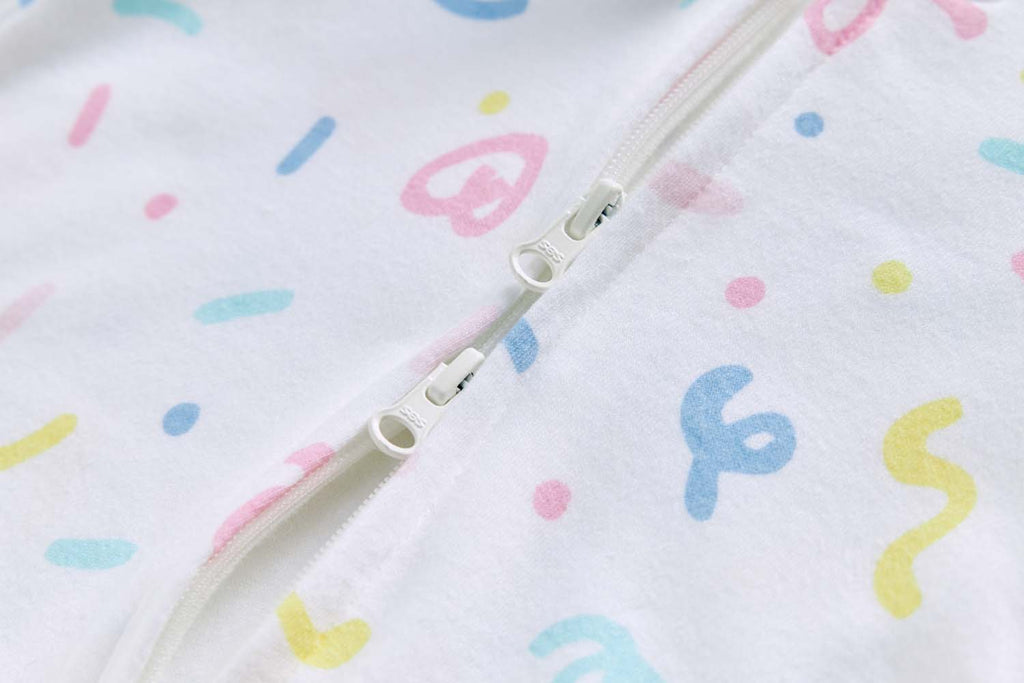 Baby Cotton Sleepsuit Colorful Sprinkles Two Way Zipper All In One Jumpsuit Feet Cover - Little Kooma
