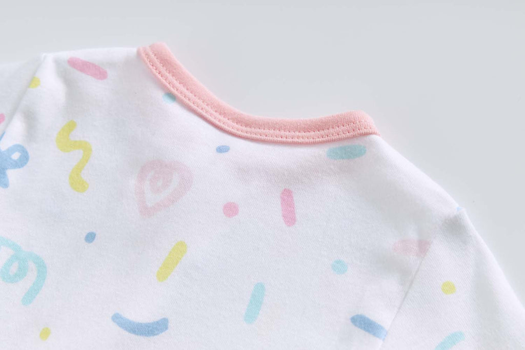 Baby Cotton Sleepsuit Colorful Sprinkles Two Way Zipper All In One Jumpsuit Feet Cover - Little Kooma