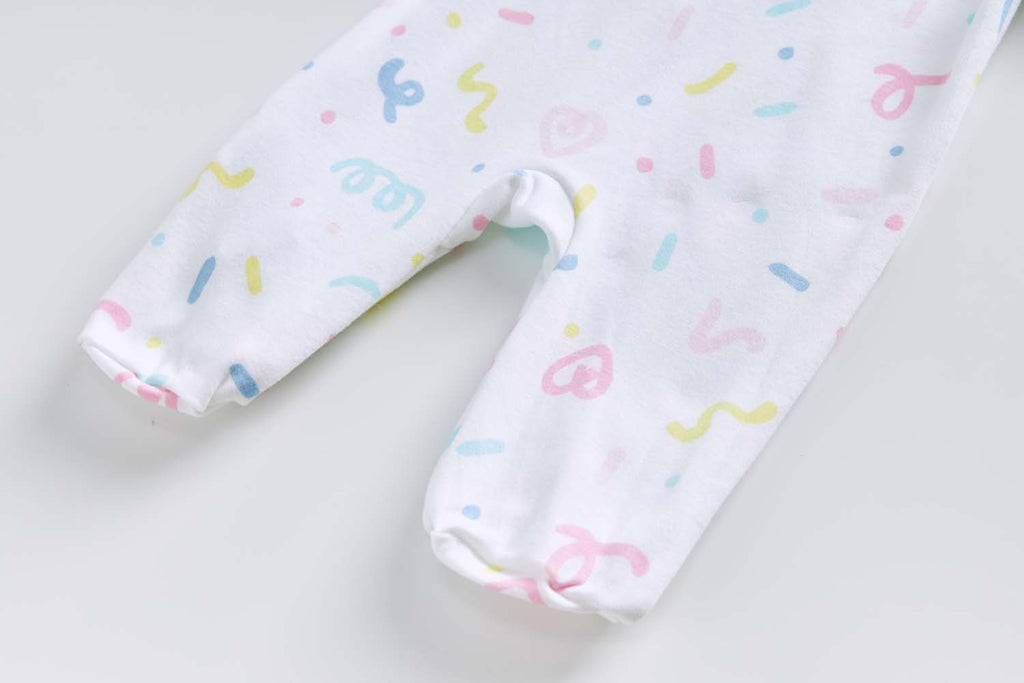 Baby Cotton Sleepsuit Colorful Sprinkles Two Way Zipper All In One Jumpsuit Feet Cover - Little Kooma