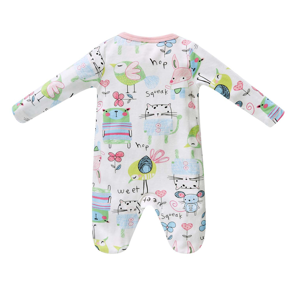 Baby Cotton Sleepsuit Mouse Cat Bunny Bird All In One Jumpsuit Feet Cover - Little Kooma