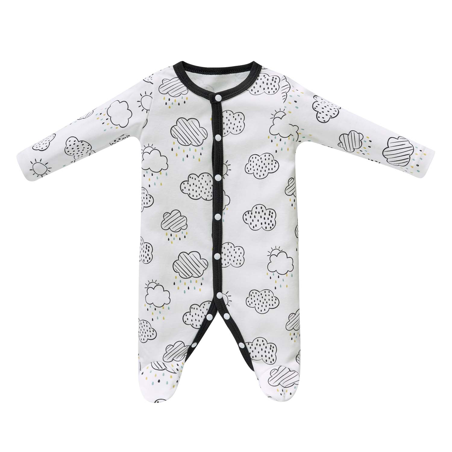Baby Boy Cotton Sleepsuit Rainbow n Clouds All In One Jumpsuit - Little Kooma