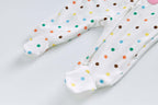Baby Cotton Sleepsuit Polka Dots Cherry Two Way Zipper All In One Jumpsuit Feet Cover - Little Kooma