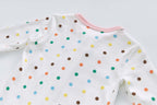 Baby Cotton Sleepsuit Polka Dots Cherry Two Way Zipper All In One Jumpsuit Feet Cover - Little Kooma