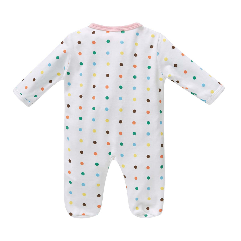 Baby Cotton Sleepsuit Polka Dots Cherry Two Way Zipper All In One Jumpsuit Feet Cover - Little Kooma