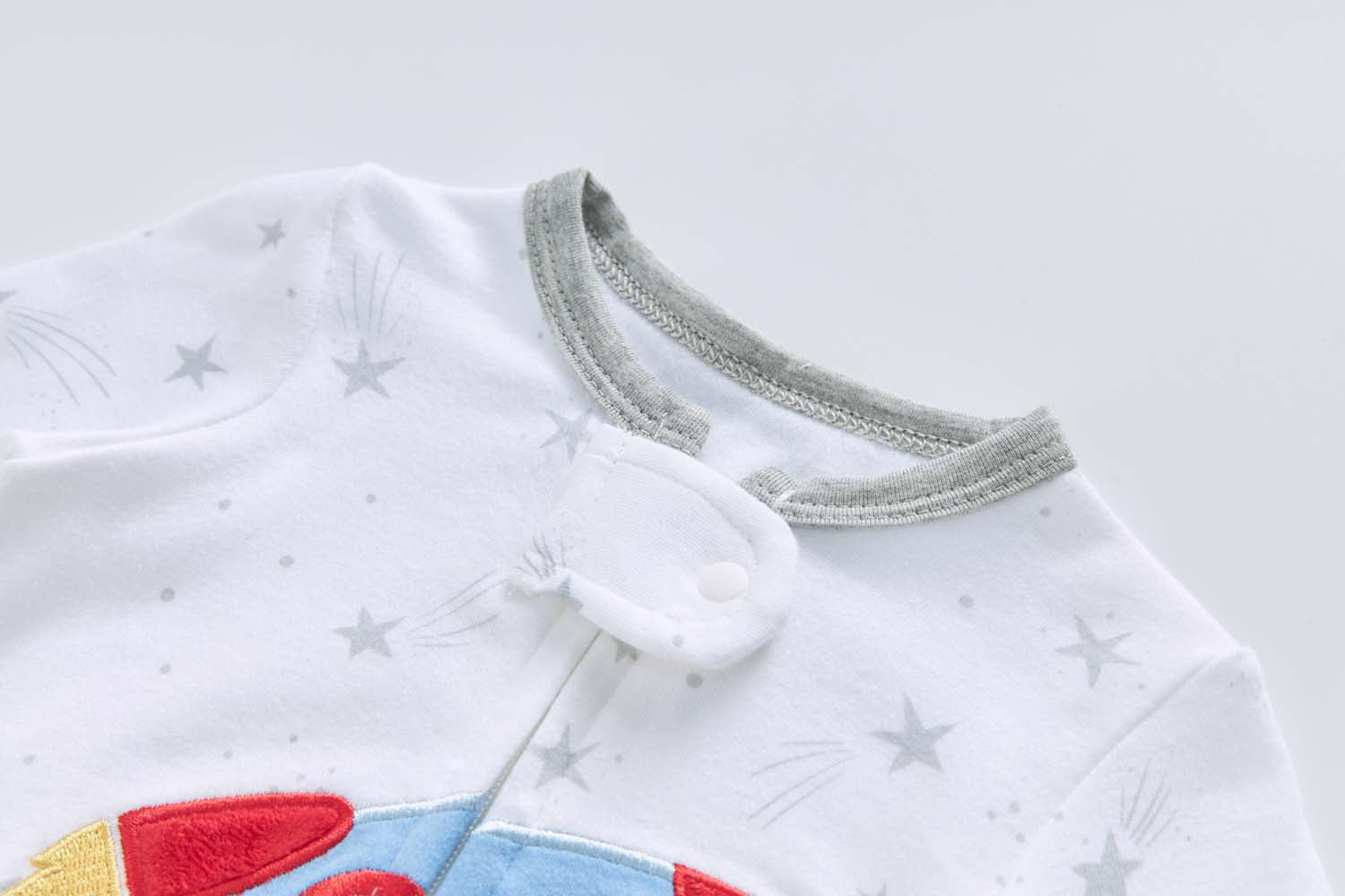 Baby Boy Cotton Sleepsuit White Star Excavator Two Way Zipper All In One Jumpsuit - Little Kooma