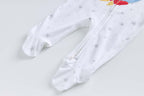 Baby Boy Cotton Sleepsuit White Star Excavator Two Way Zipper All In One Jumpsuit - Little Kooma