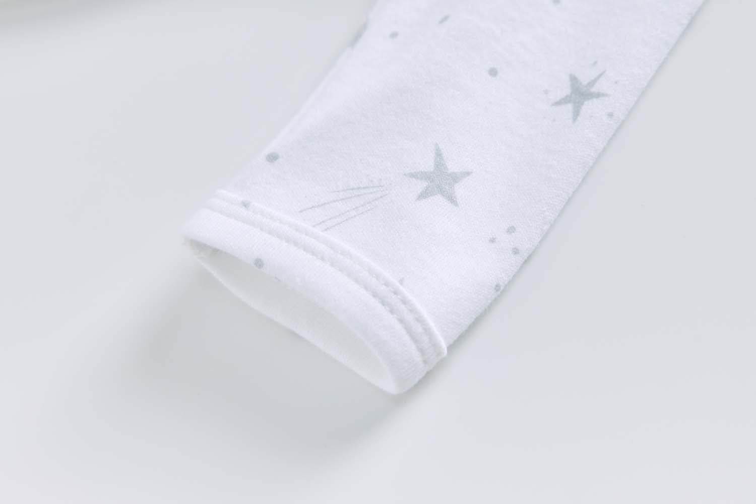 Baby Boy Cotton Sleepsuit White Star Excavator Two Way Zipper All In One Jumpsuit - Little Kooma