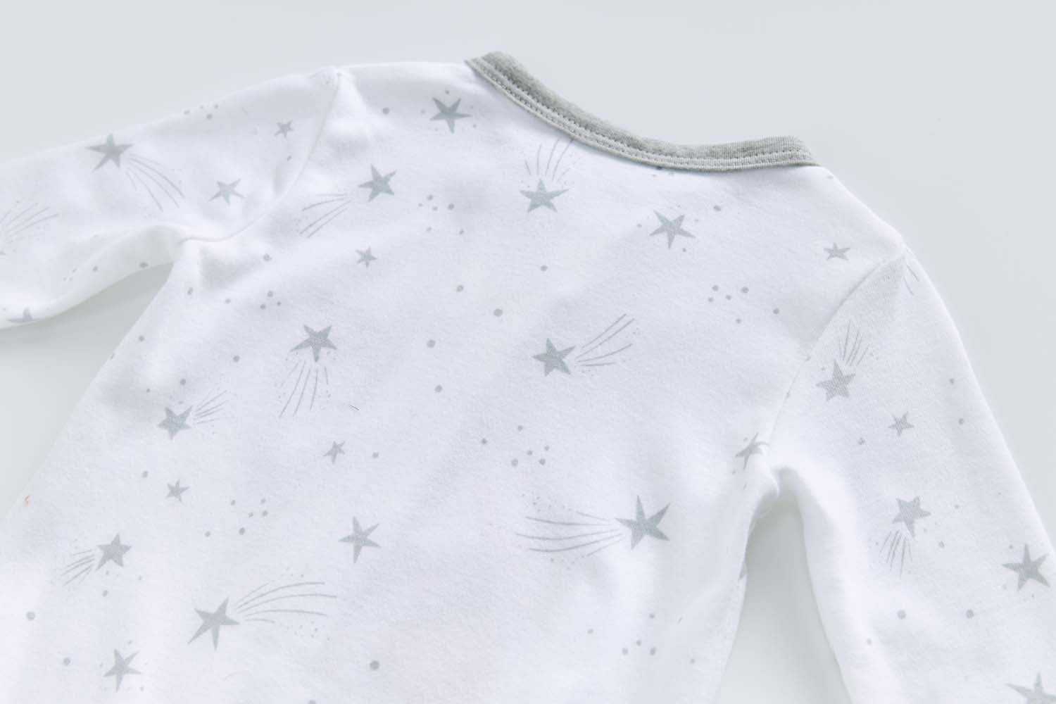 Baby Boy Cotton Sleepsuit White Star Excavator Two Way Zipper All In One Jumpsuit - Little Kooma