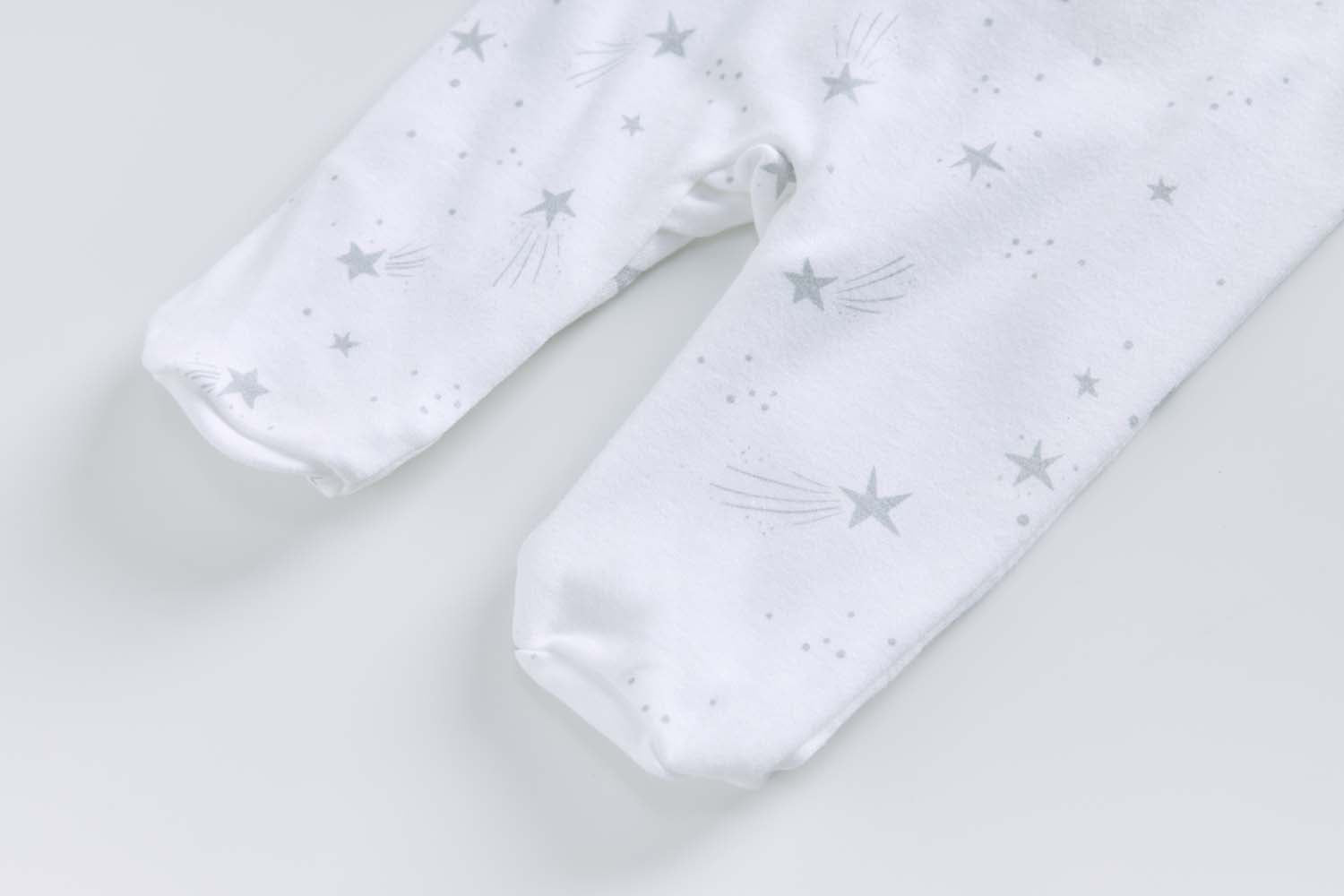 Baby Boy Cotton Sleepsuit White Star Excavator Two Way Zipper All In One Jumpsuit - Little Kooma