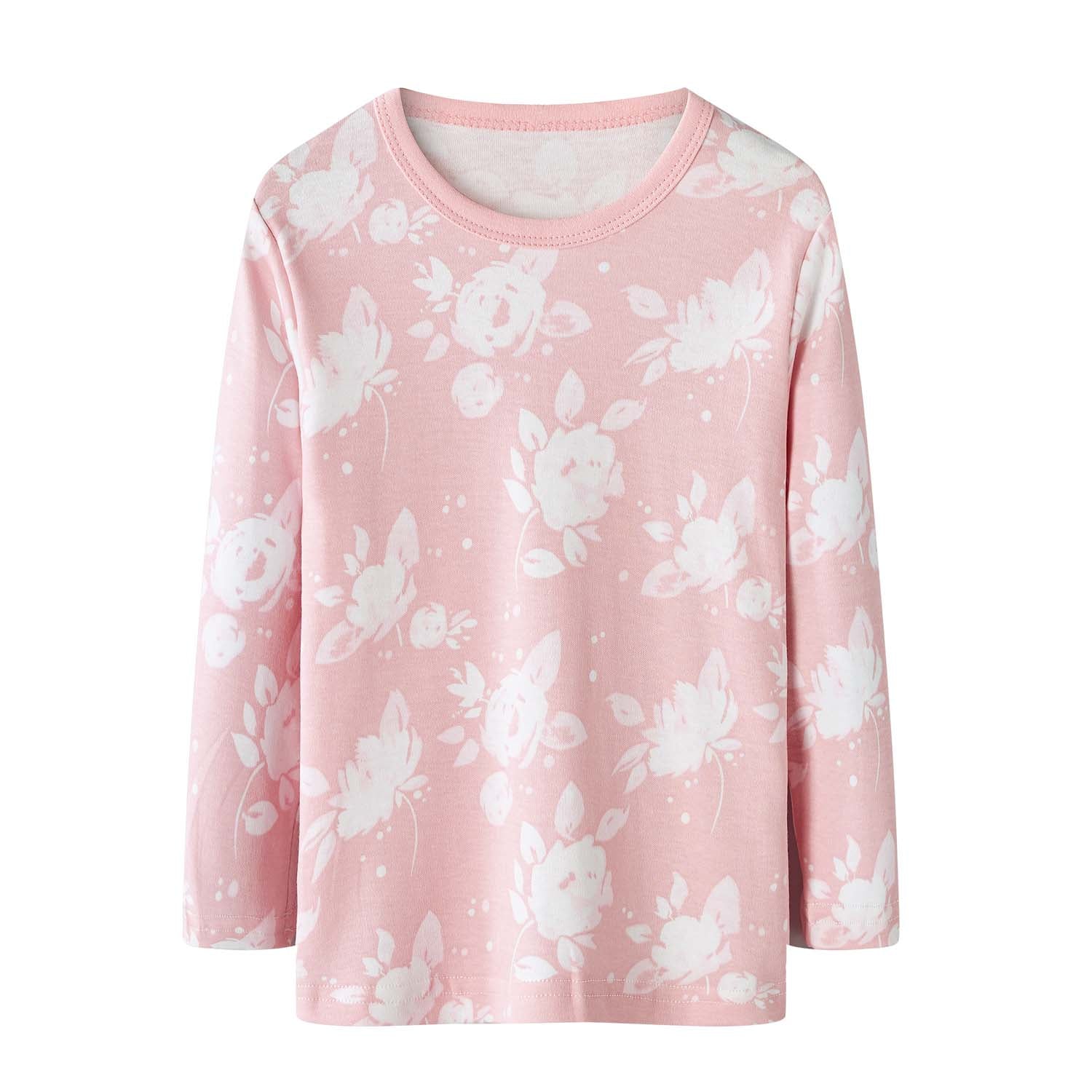 Baby Kids Pajamas Pink w White Flowers Top n Pants Set - Little Kooma