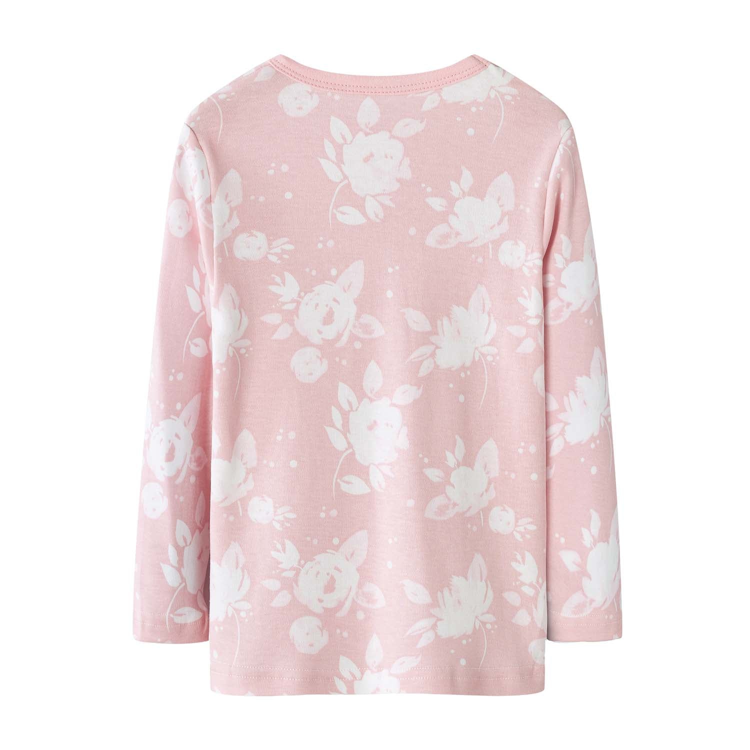 Baby Kids Pajamas Pink w White Flowers Top n Pants Set - Little Kooma