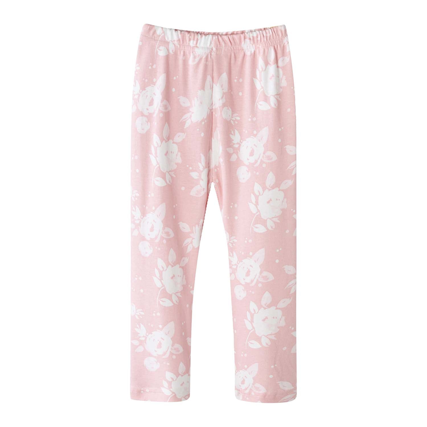 Baby Kids Pajamas Pink w White Flowers Top n Pants Set - Little Kooma
