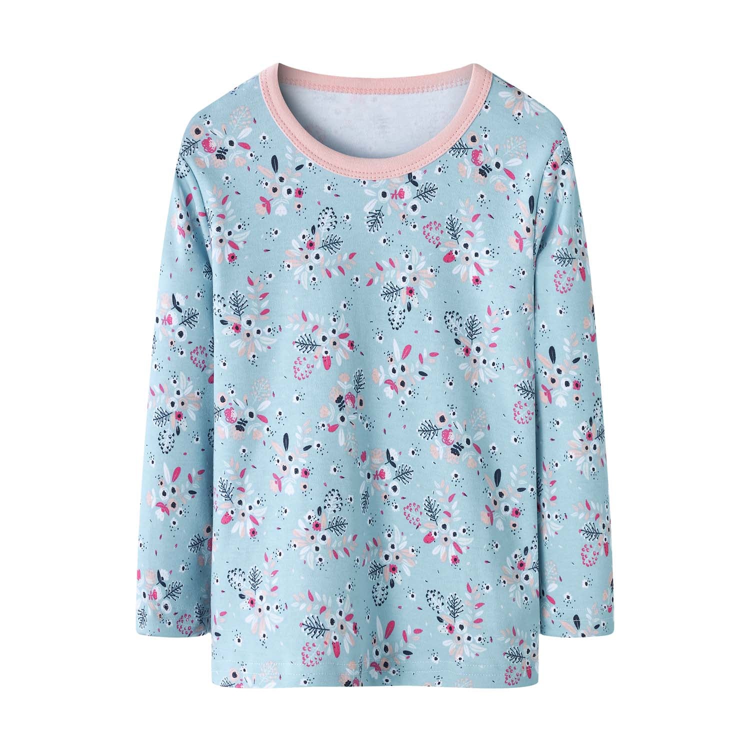 Baby Kids Pajamas Blue w Flowers Bouquet Top n Pants Set - Little Kooma