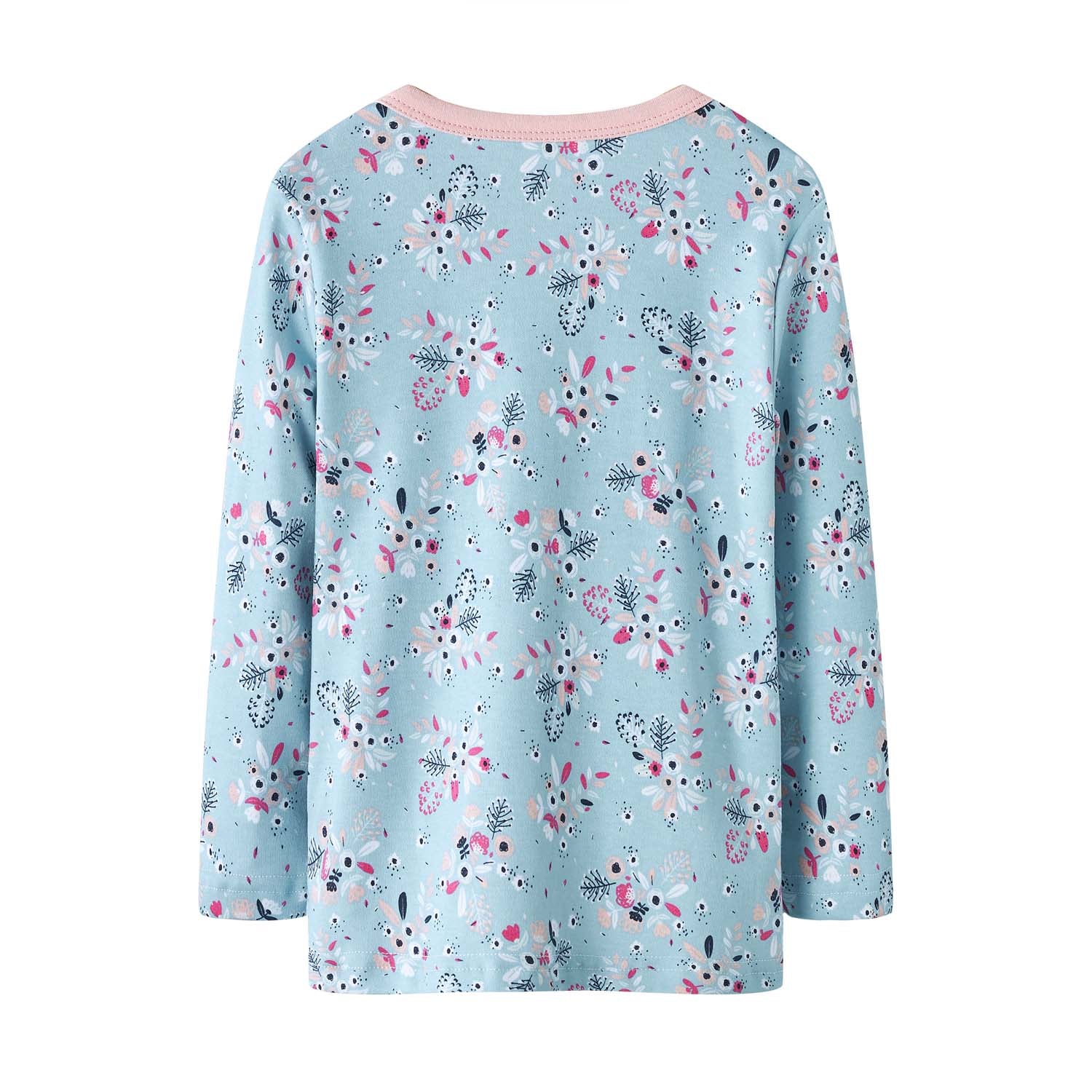 Baby Kids Pajamas Blue w Flowers Bouquet Top n Pants Set - Little Kooma