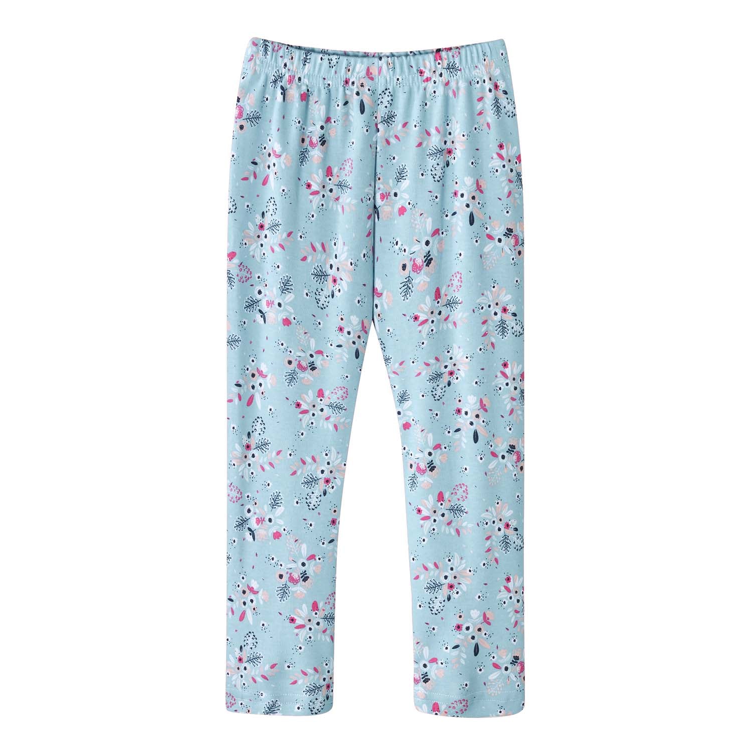 Baby Kids Pajamas Blue w Flowers Bouquet Top n Pants Set - Little Kooma