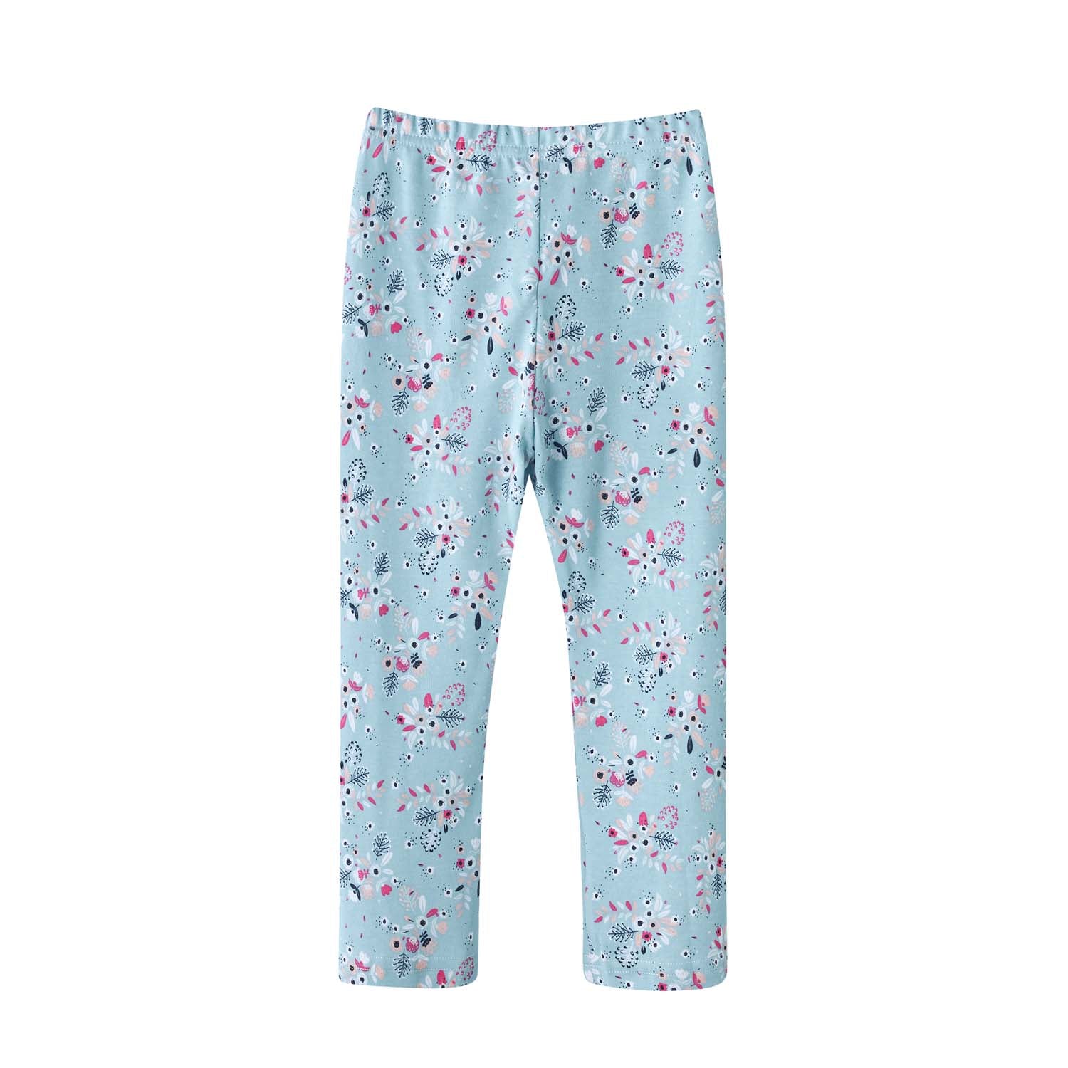 Baby Kids Pajamas Blue w Flowers Bouquet Top n Pants Set - Little Kooma
