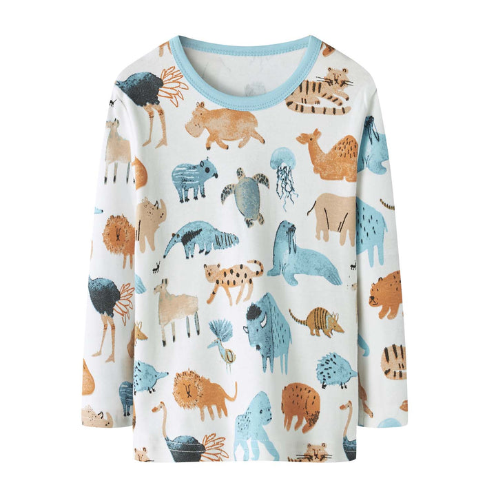 Baby Kids Pajamas Zoo Animals Top n Pants Set - Little Kooma