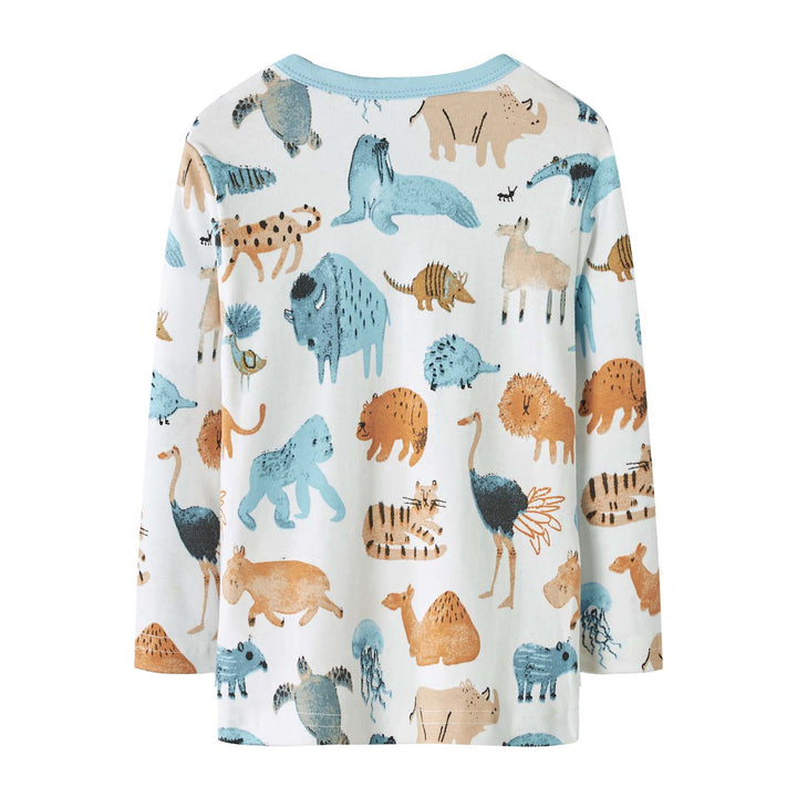 Baby Kids Pajamas Zoo Animals Top n Pants Set - Little Kooma