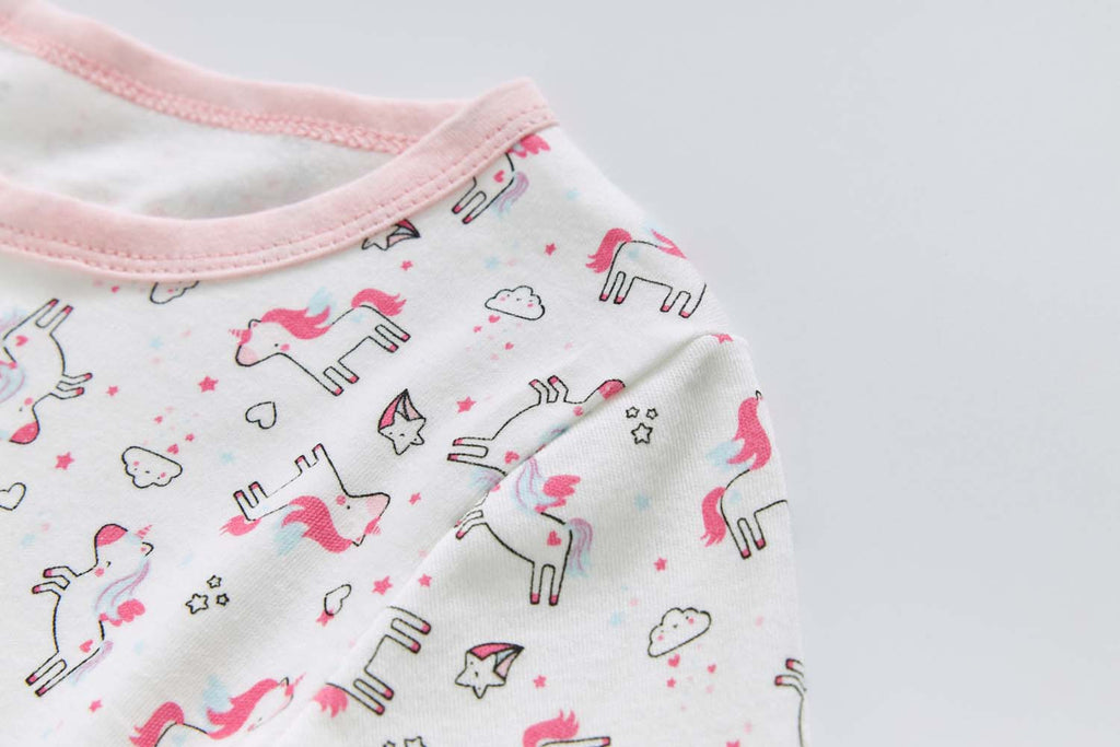 Baby Kids Pajamas White Unicorn Top n Pants Set - Little Kooma