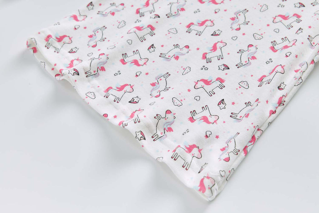 Baby Kids Pajamas White Unicorn Top n Pants Set - Little Kooma