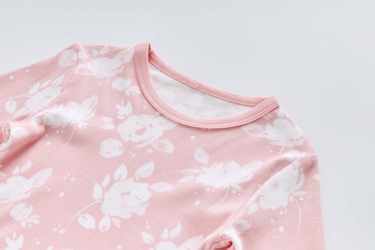 Baby Kids Pajamas Pink w White Flowers Top n Pants Set - Little Kooma