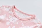 Baby Kids Pajamas Pink w White Flowers Top n Pants Set - Little Kooma