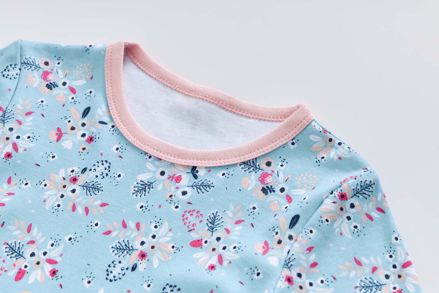 Baby Kids Pajamas Blue w Flowers Bouquet Top n Pants Set - Little Kooma