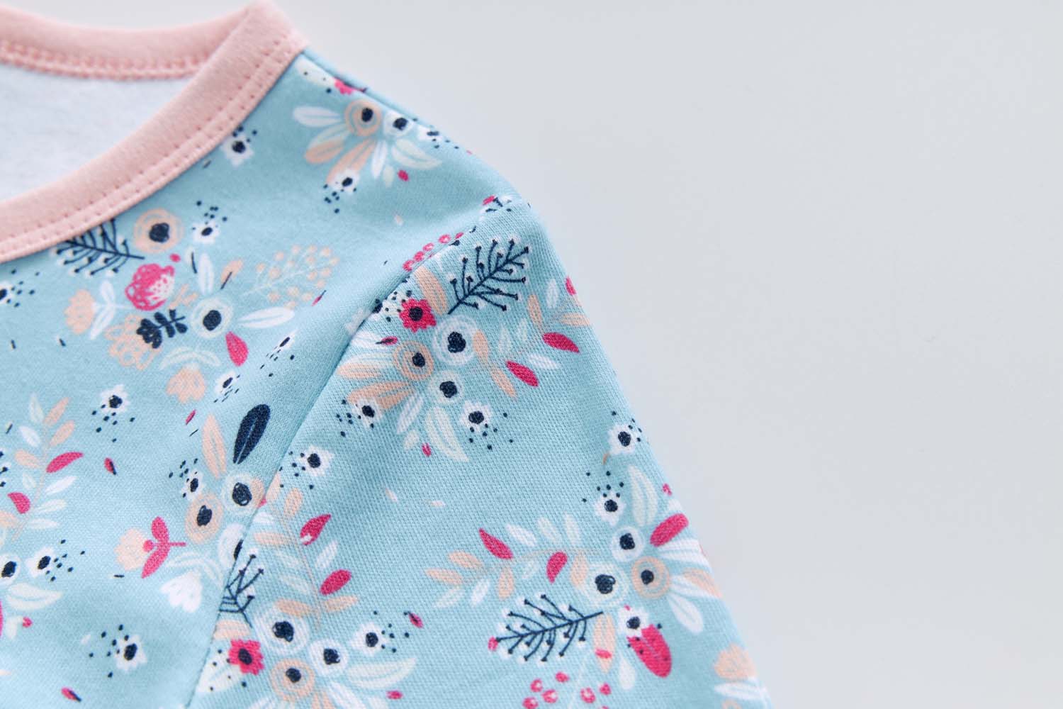 Baby Kids Pajamas Blue w Flowers Bouquet Top n Pants Set - Little Kooma