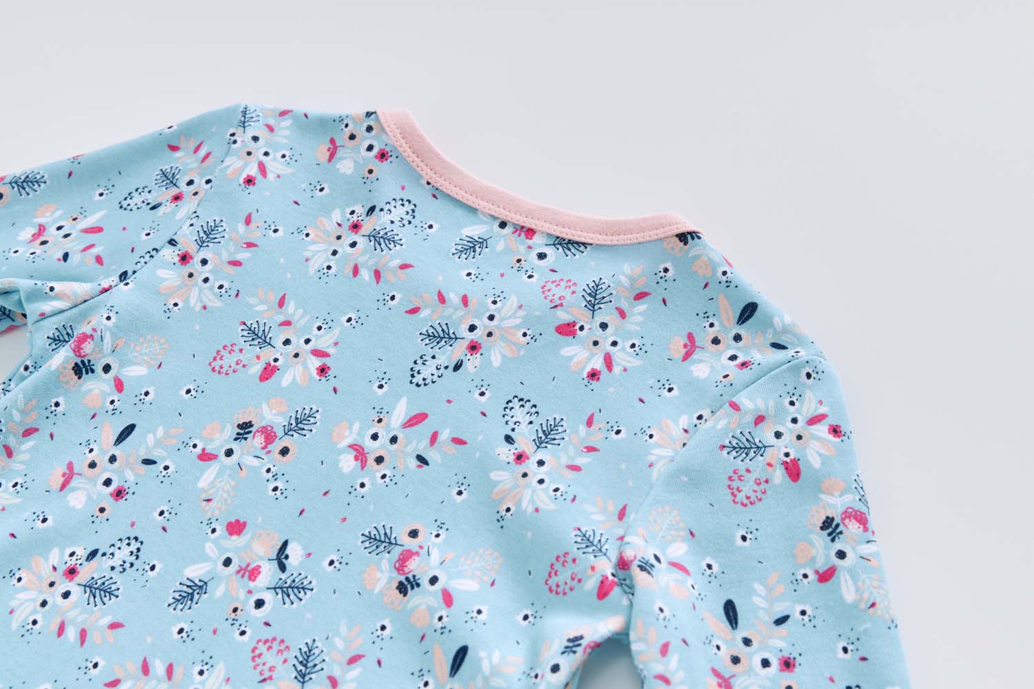 Baby Kids Pajamas Blue w Flowers Bouquet Top n Pants Set - Little Kooma
