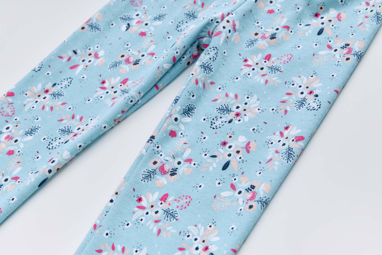 Baby Kids Pajamas Blue w Flowers Bouquet Top n Pants Set - Little Kooma