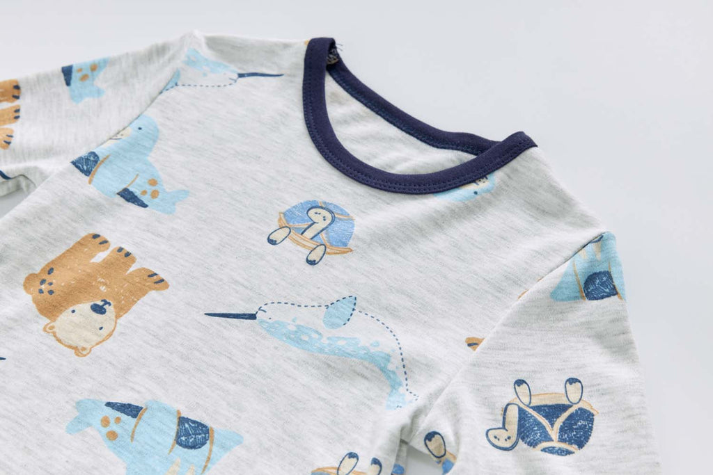 Baby Kids Pajamas Sea Animals Top n Pants Set - Little Kooma