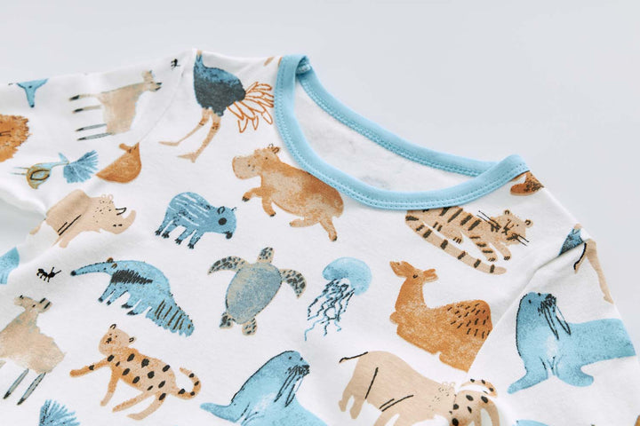 Baby Kids Pajamas Zoo Animals Top n Pants Set - Little Kooma