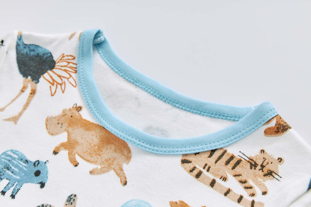 Baby Kids Pajamas Zoo Animals Top n Pants Set - Little Kooma