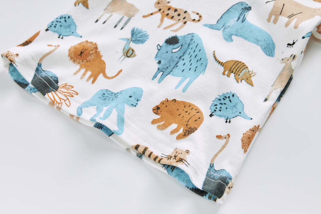 Baby Kids Pajamas Zoo Animals Top n Pants Set - Little Kooma