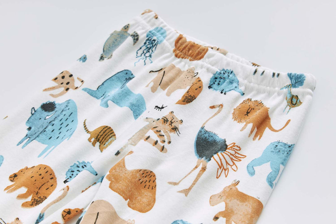 Baby Kids Pajamas Zoo Animals Top n Pants Set - Little Kooma