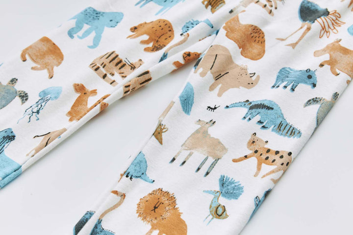 Baby Kids Pajamas Zoo Animals Top n Pants Set - Little Kooma