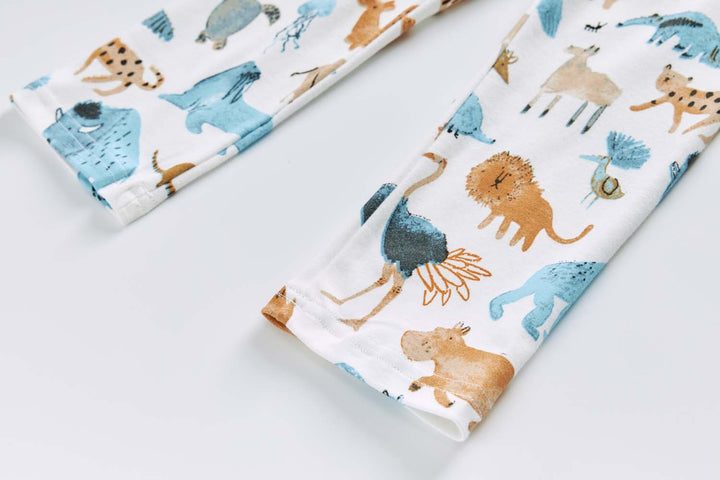 Baby Kids Pajamas Zoo Animals Top n Pants Set - Little Kooma