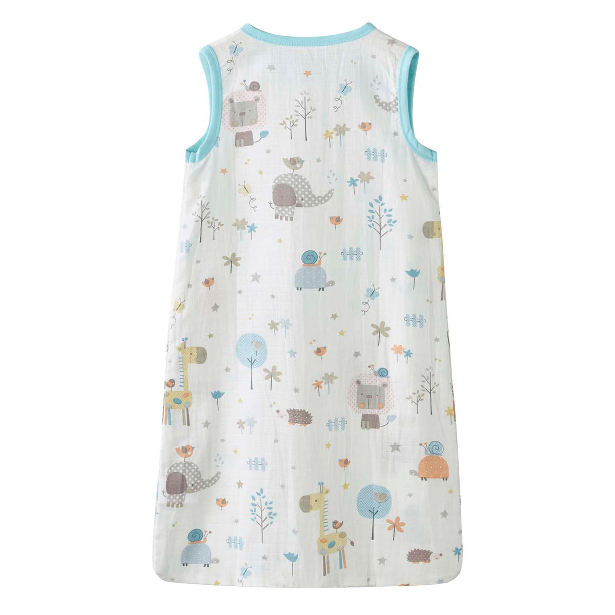 Baby Wearable Muslin Blanket Sleeveless Sleeping Bag 3-Way Zipper White Elephant Lion Giraffe 0.2 TOG - Little Kooma