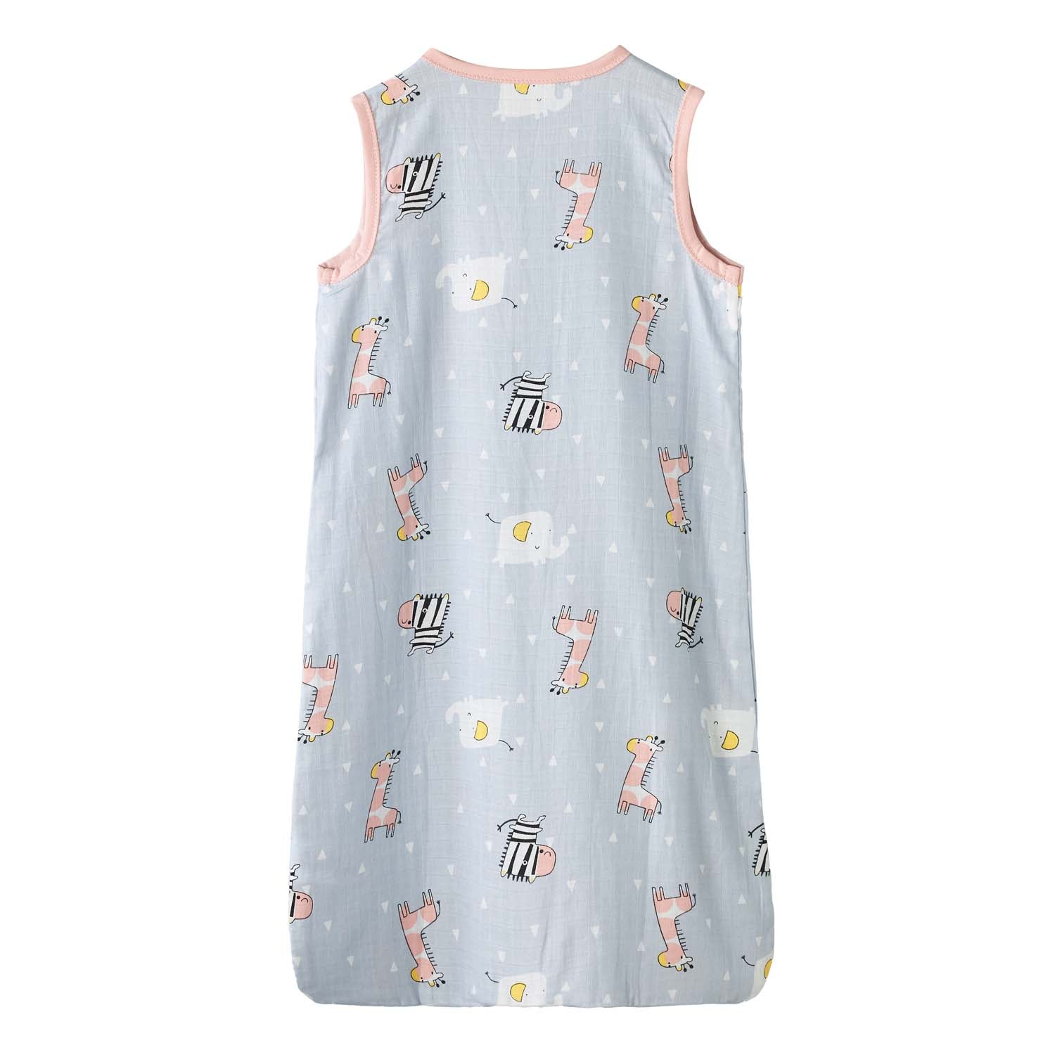 Baby Wearable Muslin Blanket Sleeveless Sleeping Bag 3-Way Zipper Purple Giraffe Zebra Elephant 0.2 TOG - Little Kooma