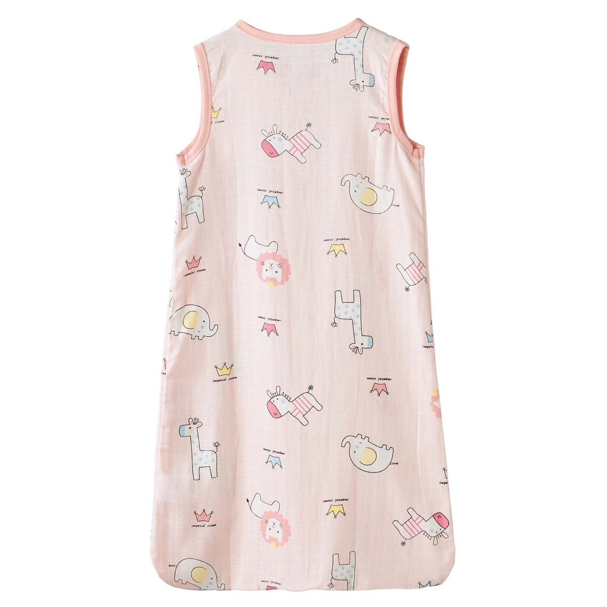 Baby Wearable Muslin Blanket Sleeveless Sleeping Bag 3-Way Zipper Pink Elephant Giraffe 0.2 TOG - Little Kooma