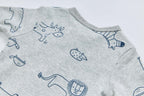 Baby Boy Cotton Sleepsuit Grey Animal Lion Two Way Zipper All In One Jumpsuit - Little Kooma