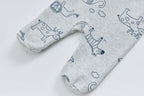 Baby Boy Cotton Sleepsuit Grey Animal Lion Two Way Zipper All In One Jumpsuit - Little Kooma