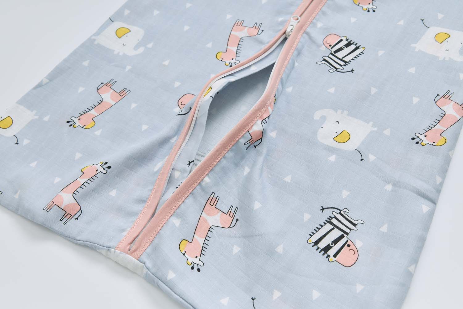 Baby Wearable Muslin Blanket Sleeveless Sleeping Bag 3-Way Zipper Purple Giraffe Zebra Elephant 0.2 TOG - Little Kooma