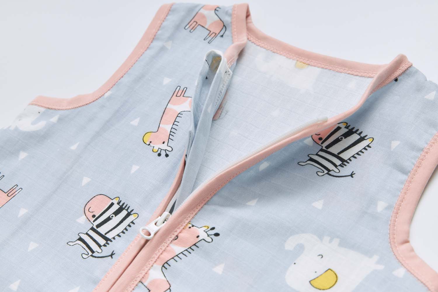 Baby Wearable Muslin Blanket Sleeveless Sleeping Bag 3-Way Zipper Purple Giraffe Zebra Elephant 0.2 TOG - Little Kooma