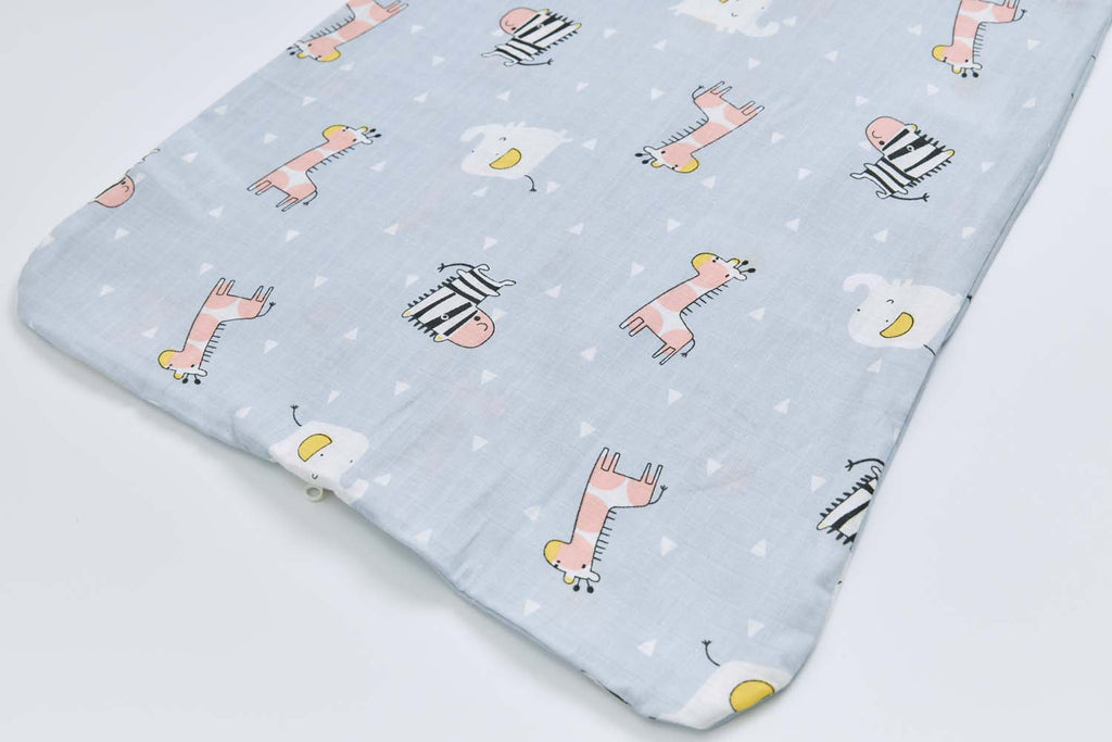 Baby Wearable Muslin Blanket Sleeveless Sleeping Bag 3-Way Zipper Purple Giraffe Zebra Elephant 0.2 TOG - Little Kooma