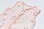Baby Wearable Muslin Blanket Sleeveless Sleeping Bag 3-Way Zipper Pink Elephant Giraffe 0.2 TOG - Little Kooma