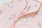 Baby Wearable Muslin Blanket Sleeveless Sleeping Bag 3-Way Zipper Pink Elephant Giraffe 0.2 TOG - Little Kooma
